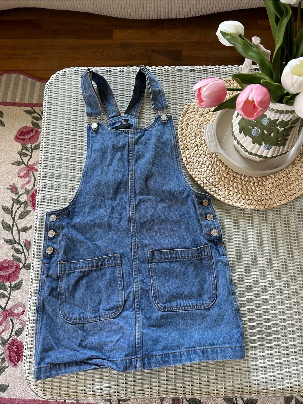 Forever 21 Blue Denim Overall Mini Dress